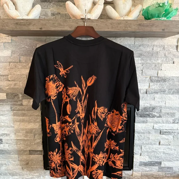 Salvatore Ferragamo T-Shirt Black Orange1927 Firenze Floral Print